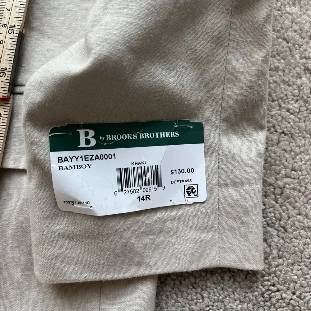 Brooks Brothers Linen Blend Blazer Boys 14R Tan Ecru Wedding Event Formal Beach